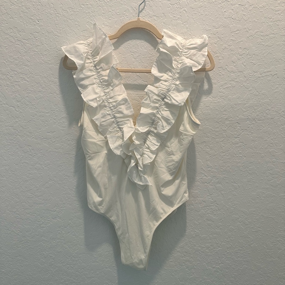 NWOT The WESTSIDE Cream Ruffle Bodysuit
